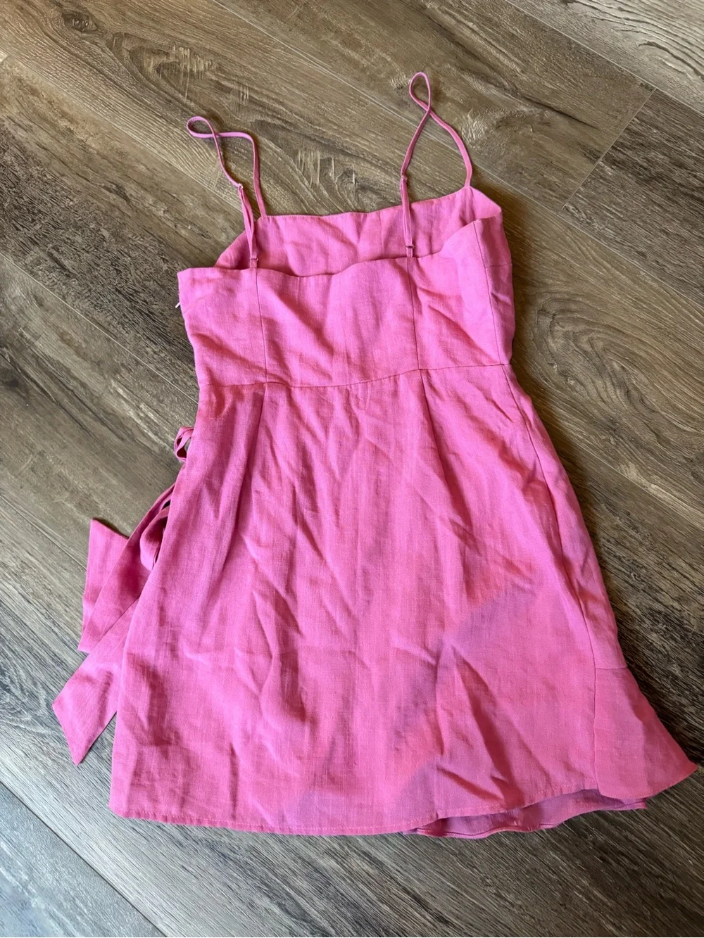 Abbeline | Dresses | Abbeline Pink Spaghettistrap Wrap Ruffle Mini ...